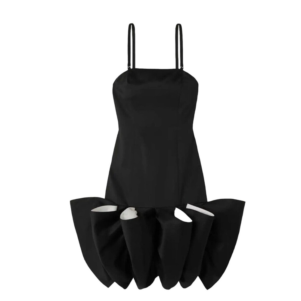 ROTATE BIRGER CHRISTENSEN Black White Ruffled Cocktail Dress Size 6